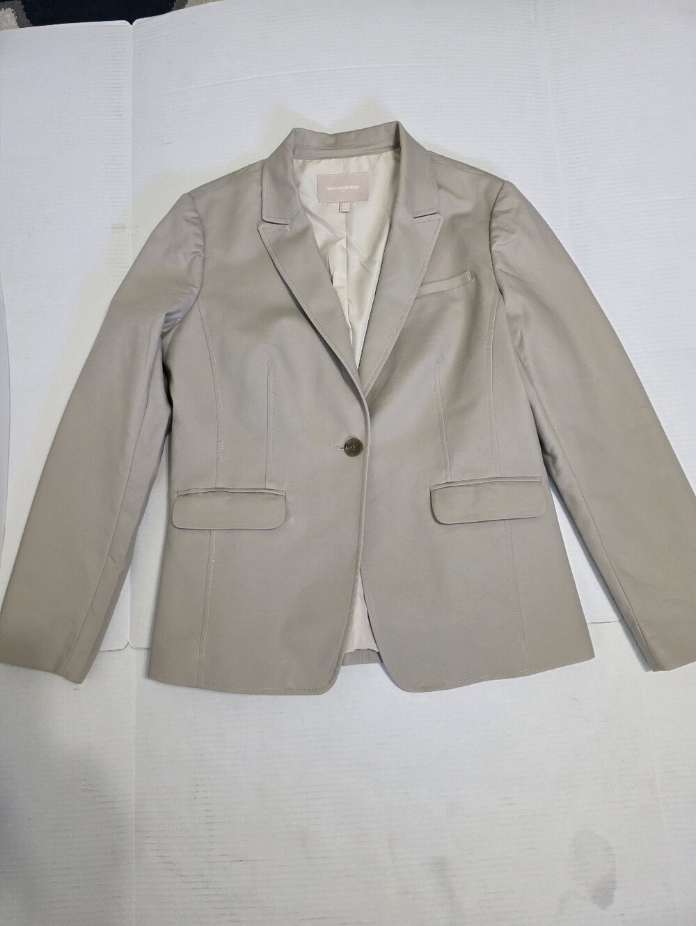 Banana Republic Tailored Women's Blazer Beige Tan Classic Work Jacket Size 14